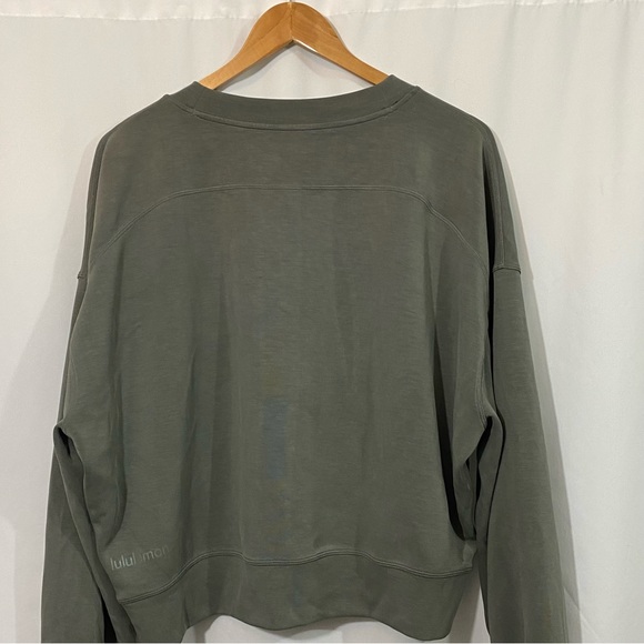 Lululemon Softstreme Perfectly Oversized Cropped Crew Sweatshirt in Sage Grey - Picture 7 of 9